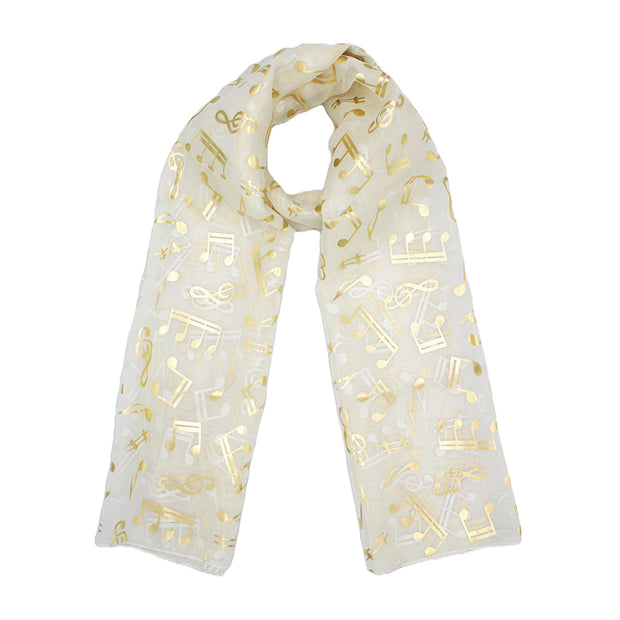 Musical Note Gold Foil Print Scarf