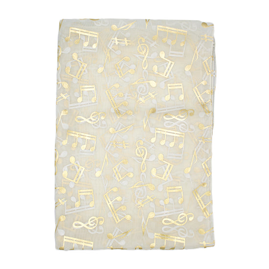Musical Note Gold Foil Print Scarf