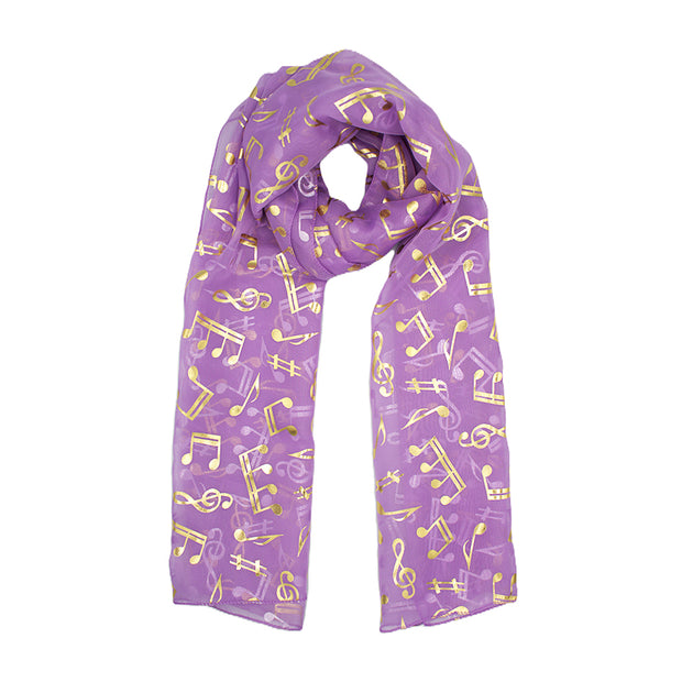 Musical Note Gold Foil Print Scarf