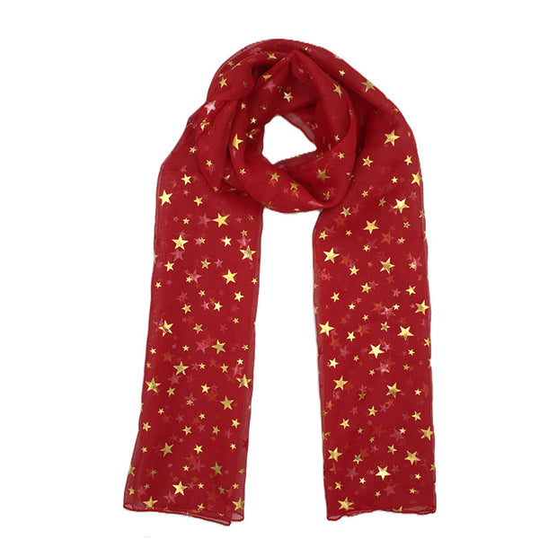 Star Print Chiffon Scarf