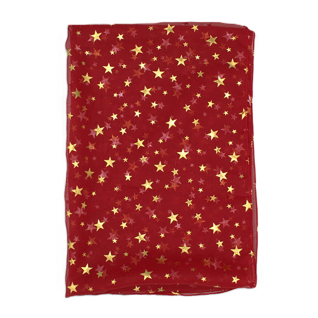 Star Print Chiffon Scarf