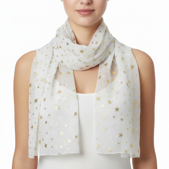 Star Print Chiffon Scarf