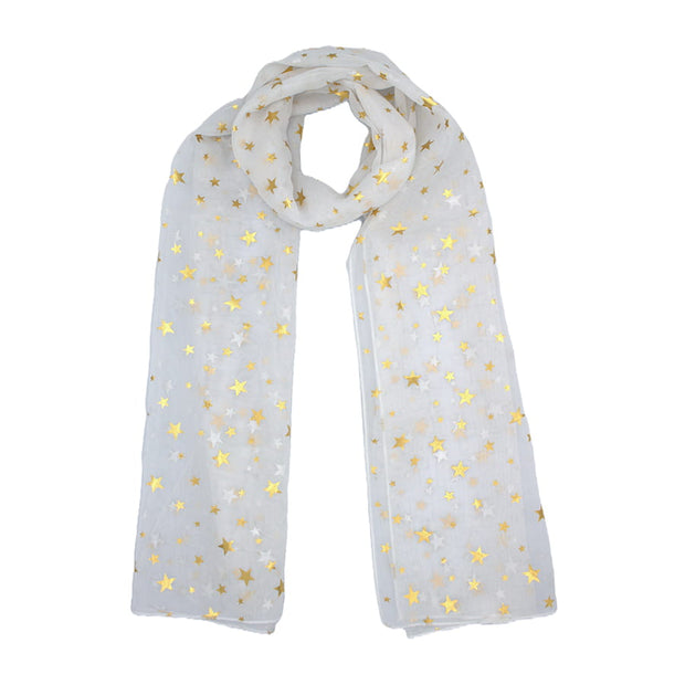 Star Print Chiffon Scarf