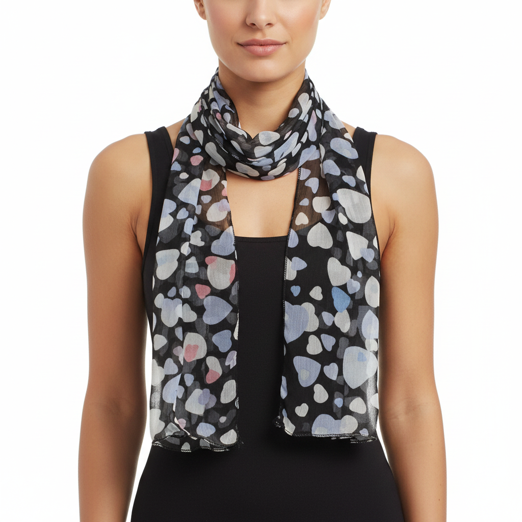 Assorted Heart Print on Black Sash (3 in 1)
