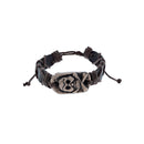 Leather Skull and Crossbones Bracelet
