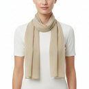 A beige chiffon scarf draped and displayed on a plain background.