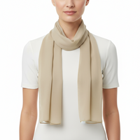 A beige chiffon scarf draped and displayed on a plain background.