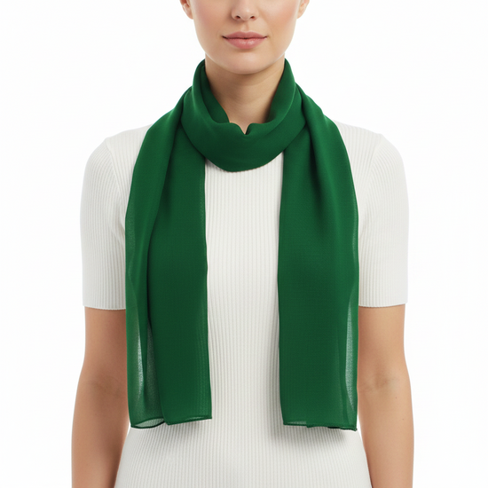 Bottle Green Chiffon Scarf