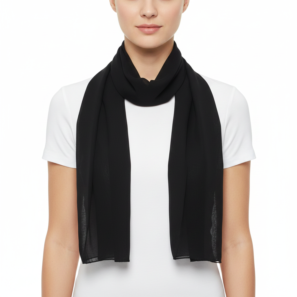 Black Chiffon Scarf