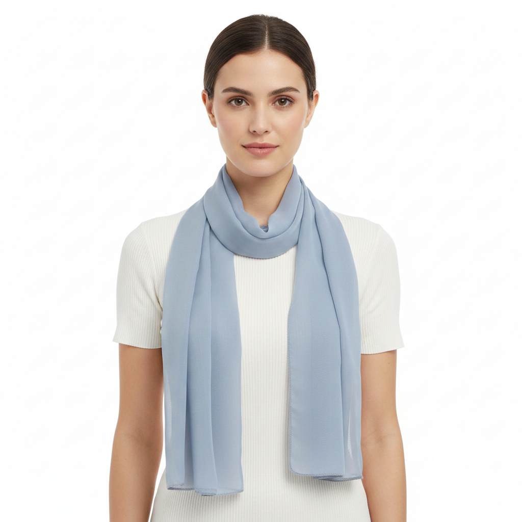 Denim Blue Chiffon Scarf