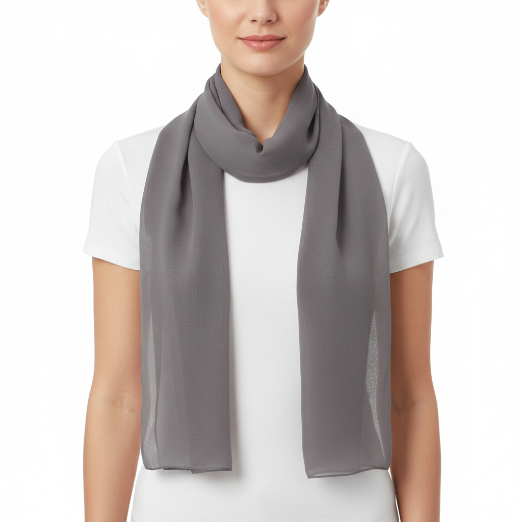 Grey Chiffon Scarf