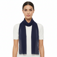 Navy Blue Chiffon Scarf