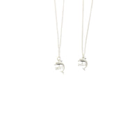 Pair of Silver Dolphin Best Pals Engraved Pendant Necklaces