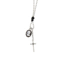 Cameo and Cross Pendant Metal Beaded Necklace