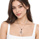 Cameo and Cross Pendant Metal Beaded Necklace