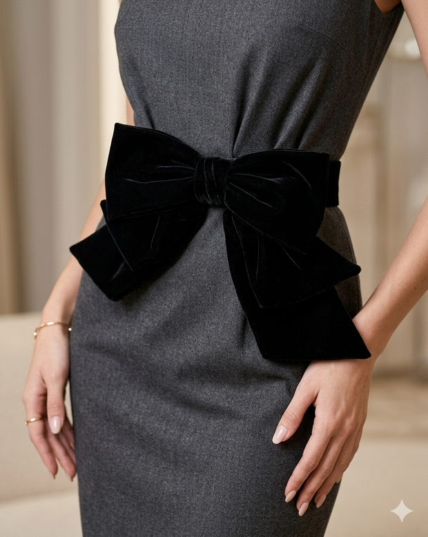 Black Velvet Triple Bow Belt