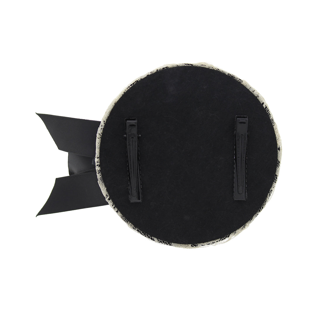 Lace Victorian Cameo Bow 2 Clips Mini Top Hat