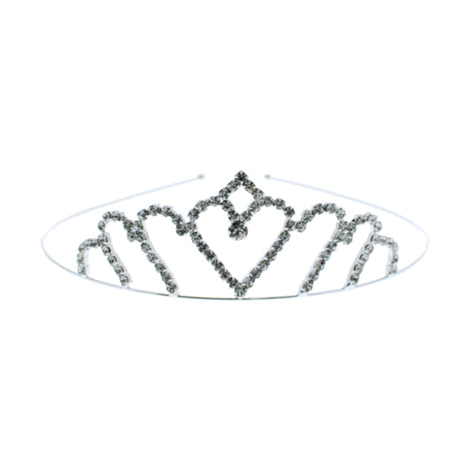 Silver Diamante Stone Heart Tiara