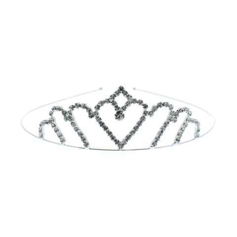 Silver Diamante Stone Heart Tiara