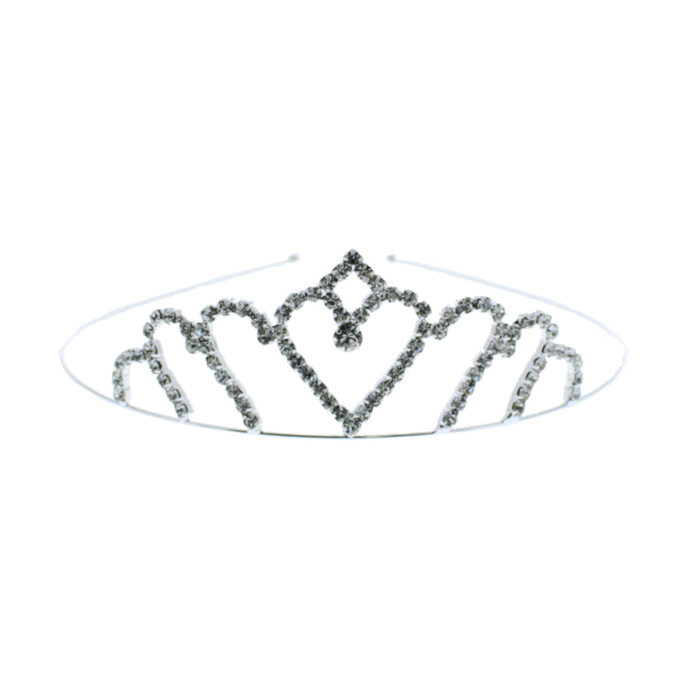 Silver Diamante Stone Heart Tiara
