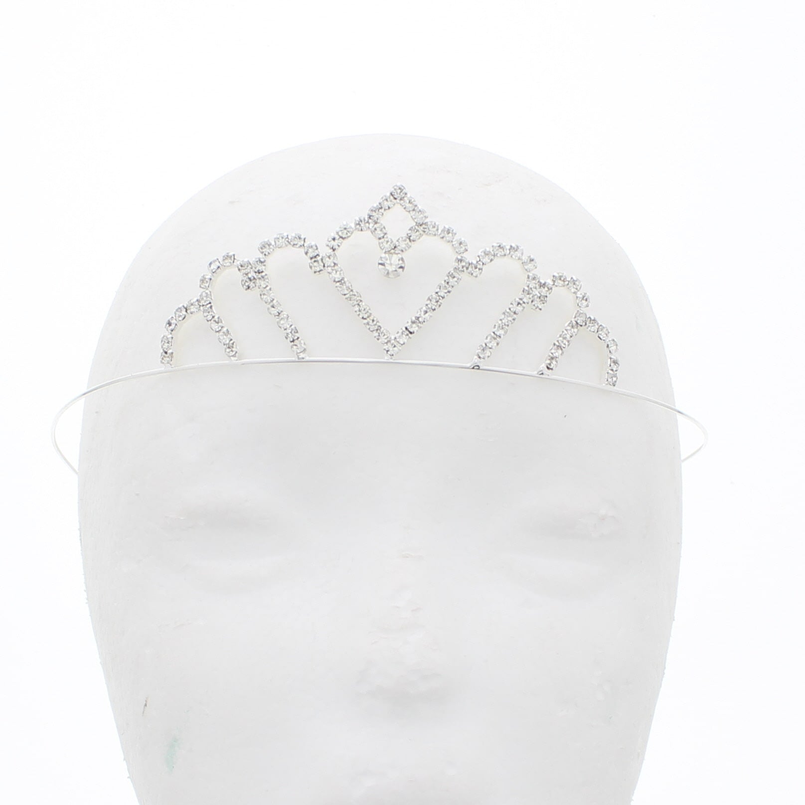 Silver Diamante Stone Heart Tiara