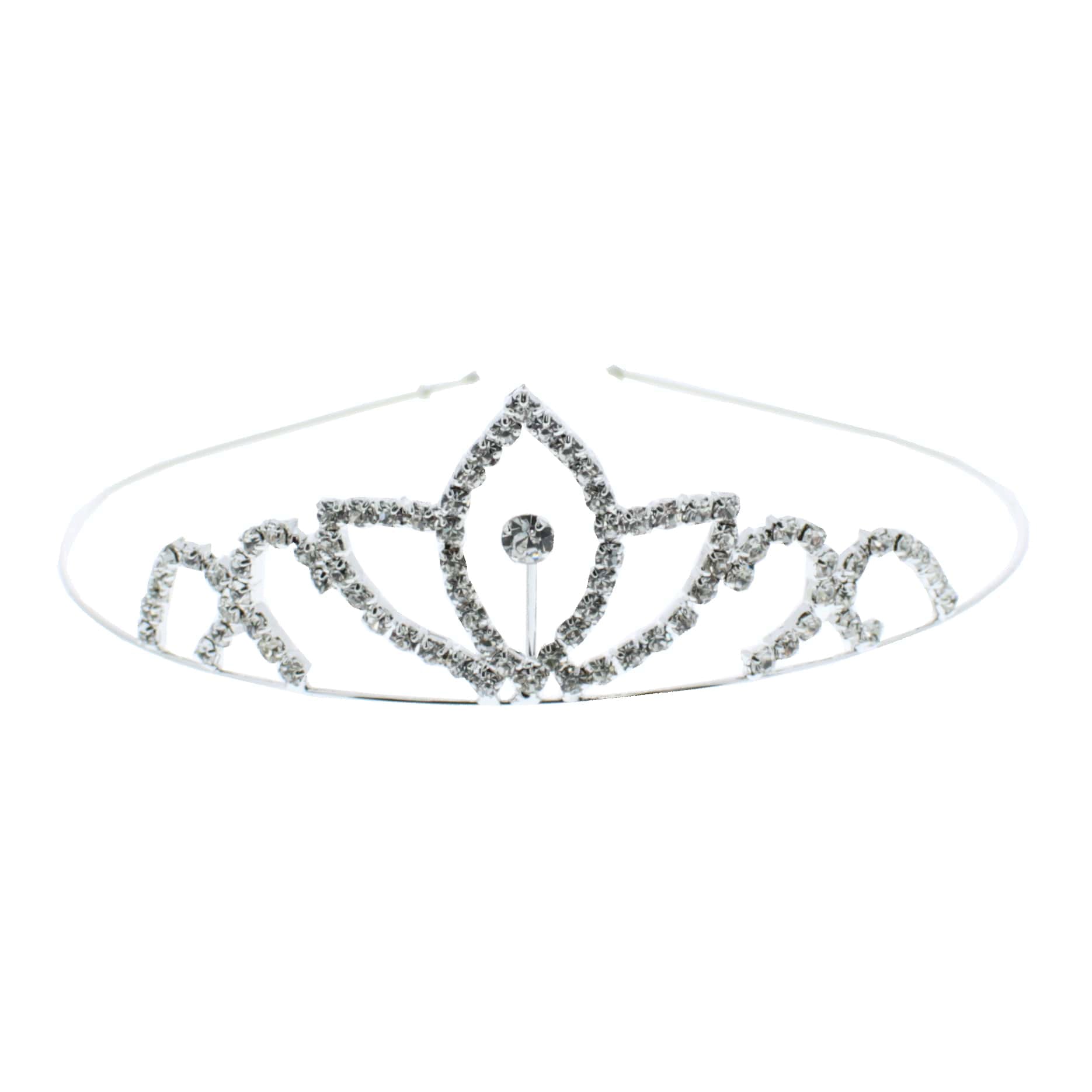 Silver Diamante Stone Lotus Tiara