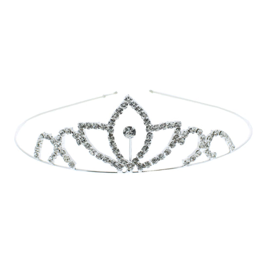 Silver Diamante Stone Lotus Tiara