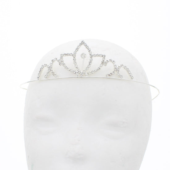 Silver Diamante Stone Lotus Tiara