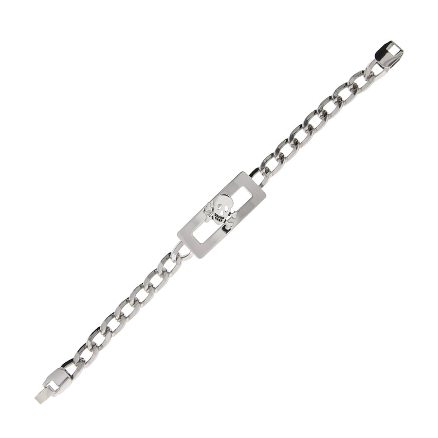 Metal Skull & Crossbones ID Bracelet
