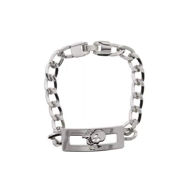 Metal Skull & Crossbones ID Bracelet