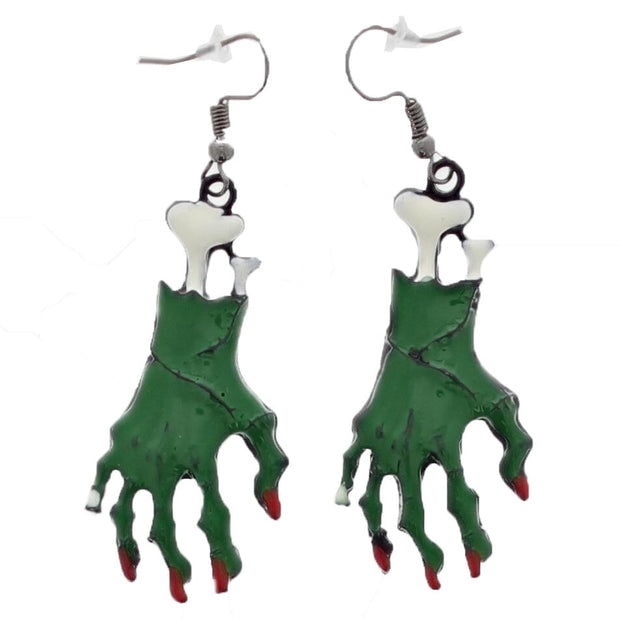 Green Zombie Hand Earrings