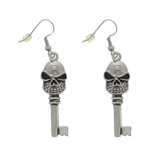 Crazy Skull Key Earrings