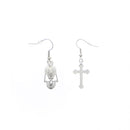 Small Crazy Skull & Cross Earrings