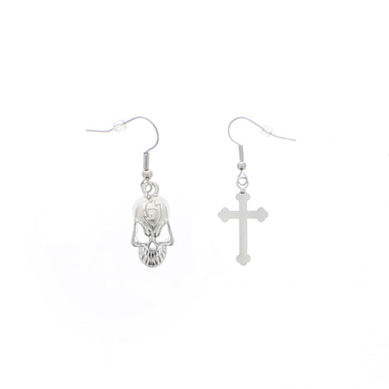 Small Crazy Skull & Cross Earrings