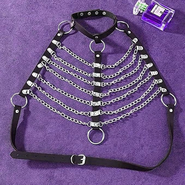 PU Choker & Chain Top Harness