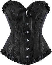 Classic Vintage Print Satin Bustier Corset