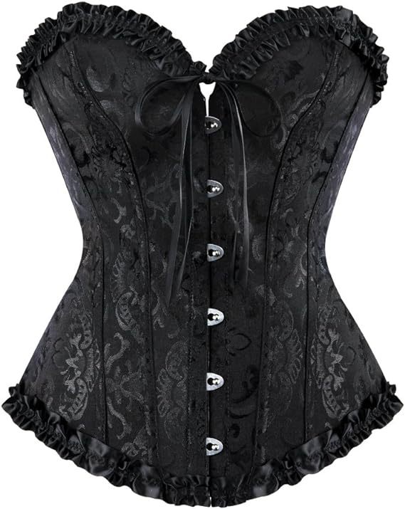 Classic Vintage Print Satin Bustier Corset