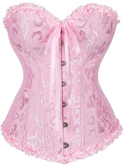 Classic Vintage Print Satin Bustier Corset