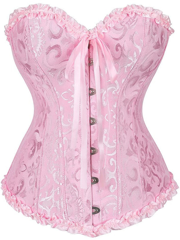 Classic Vintage Print Satin Bustier Corset