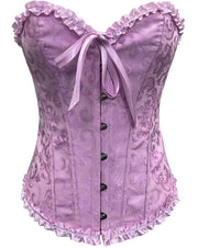 Classic Vintage Print Satin Bustier Corset