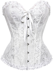 Classic Vintage Print Satin Bustier Corset