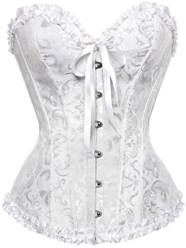 Classic Vintage Print Satin Bustier Corset
