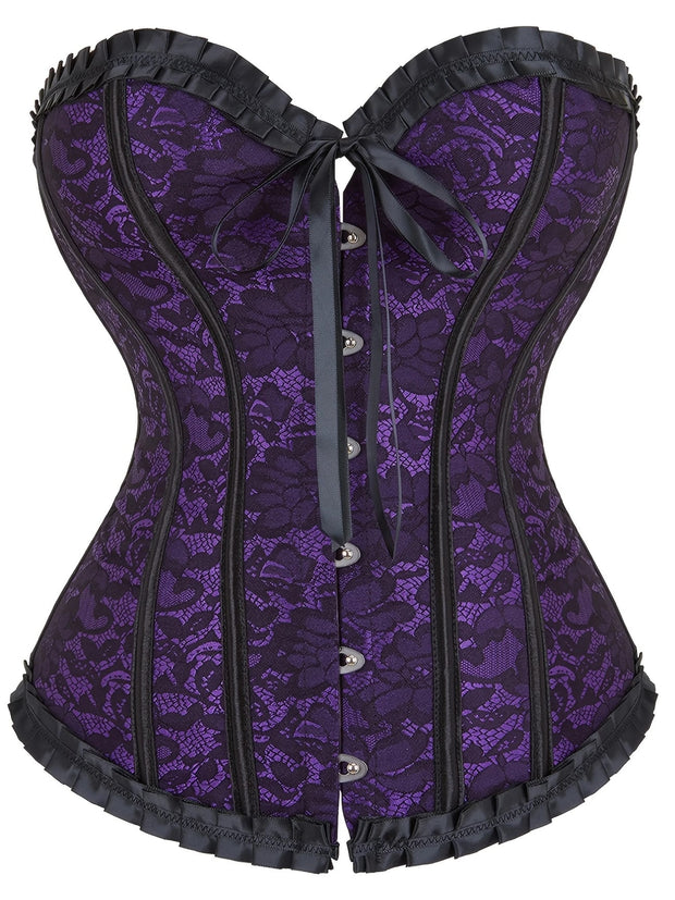 Classic Floral Print Bustier Two Tone Corset