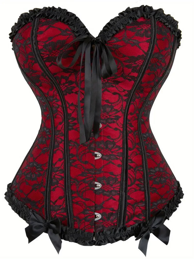 Classic Floral Print Bustier Two Tone Corset