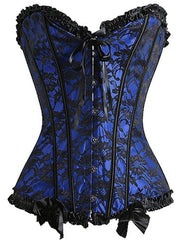 Classic Floral Print Bustier Two Tone Corset