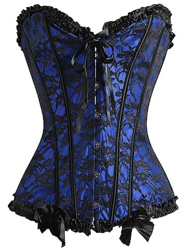 Classic Floral Print Bustier Two Tone Corset