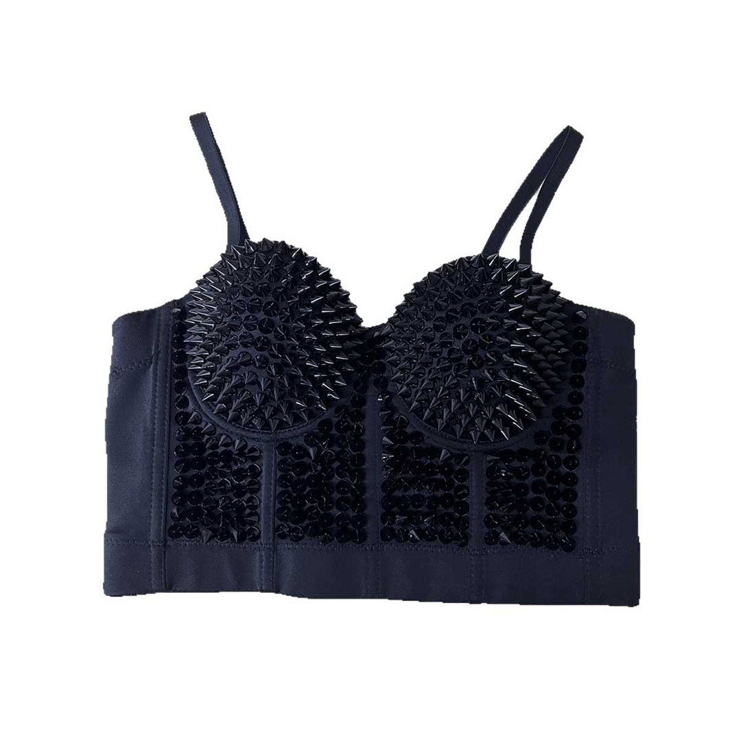 Silver Spike Stud Bustier Corset