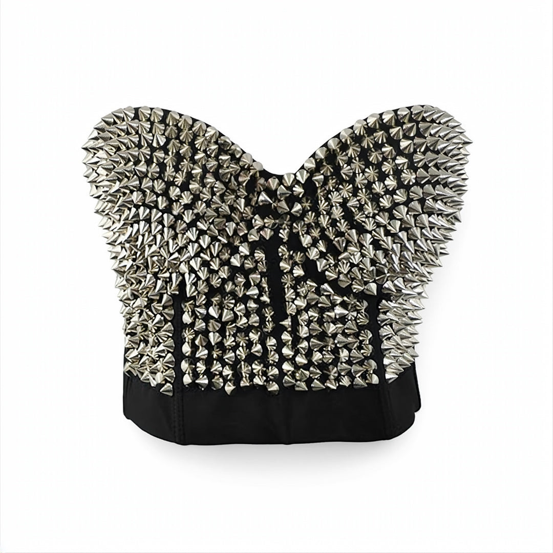 Silver Spike Stud Bustier Corset