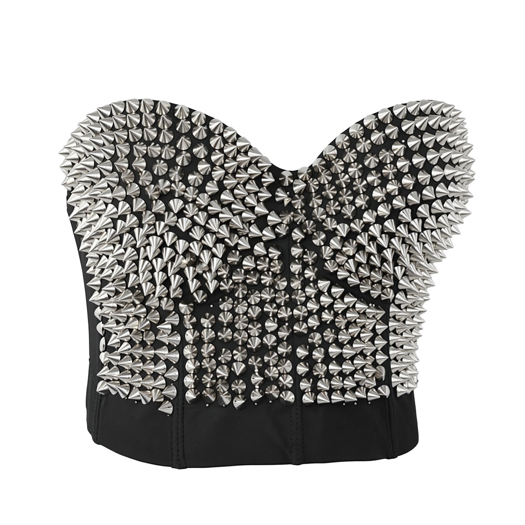 Silver Spike Stud Bustier Corset