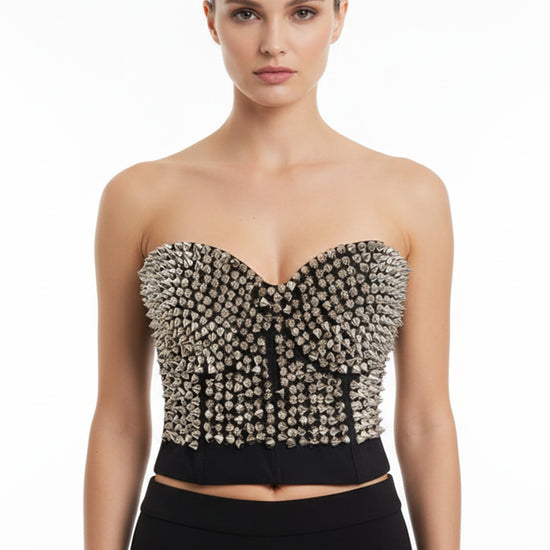 Silver Spike Stud Bustier Corset